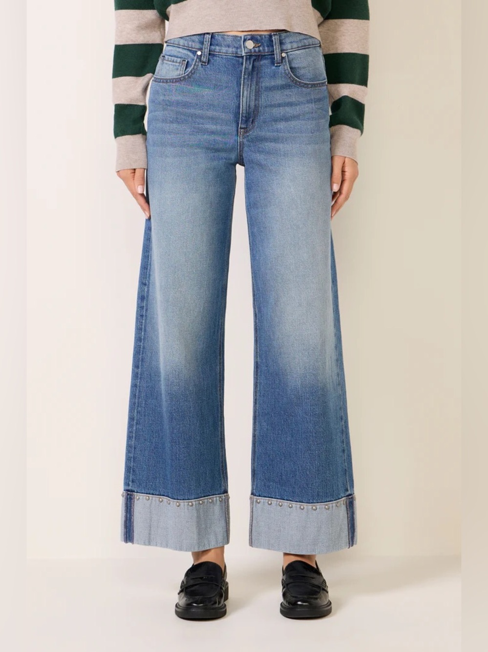Evereve Ever Vintage Hem w Studs Wide Leg Jean